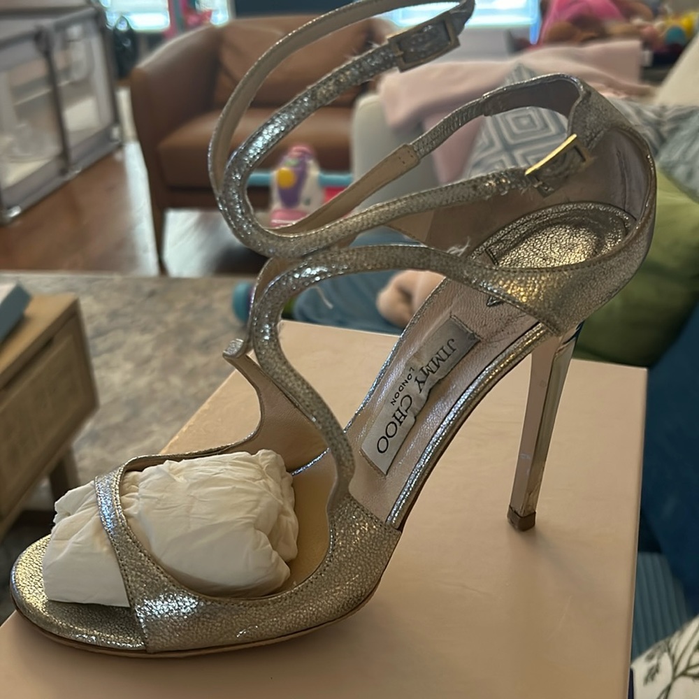 Jimmy Choo lance glitter leather champagne 105’